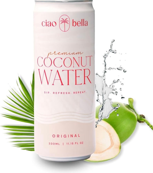 Ciao Bella Premium Coconut Water – 100% Pure Hydration | 12-Pack (11.2 fl oz Cans)
